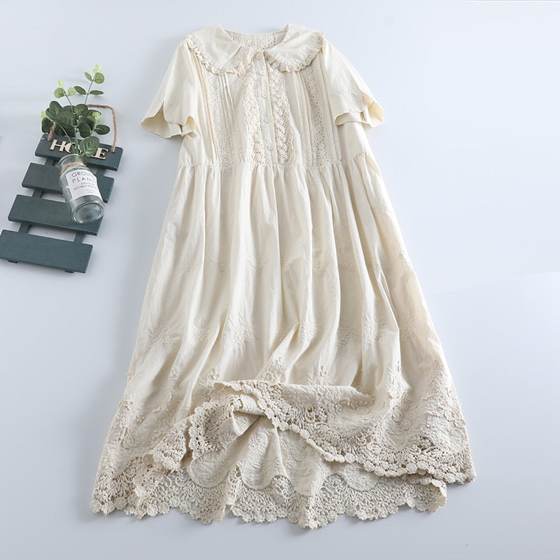 Lace Collar Sweet Mori Girl Dress