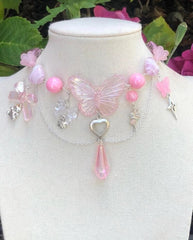 Fairycore Butterfly Beaded Choker Necklace