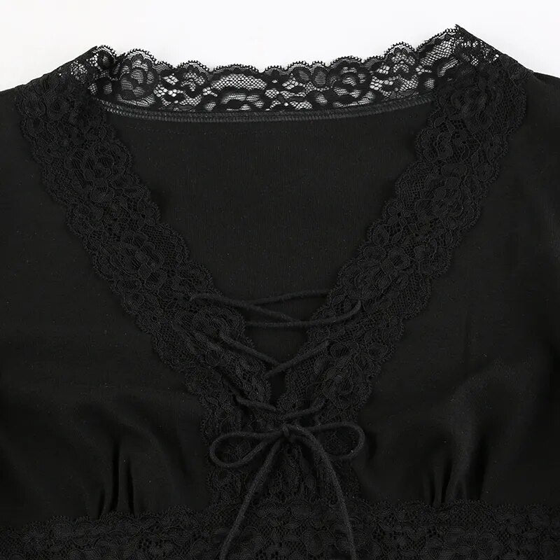 Black Lace Fairycore Top