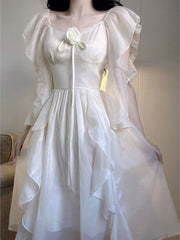 Elegant White  Fairy Dresse