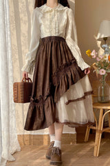 High Waist Mesh Mori Girl Skirt