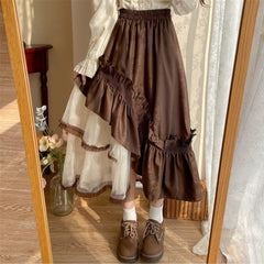 High Waist Mesh Mori Girl Skirt