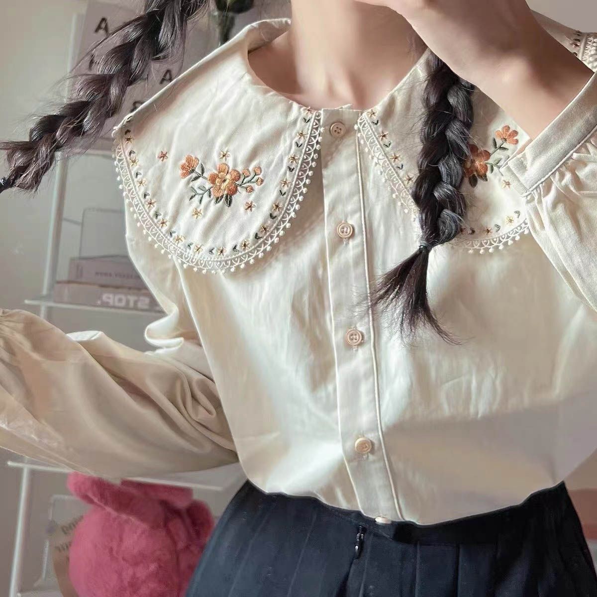 Cottagecore Peter Pan Collar Shirt – Toadds