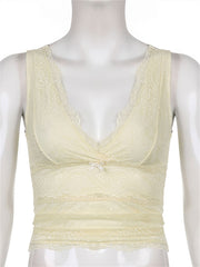 Fairycore V-neck Lace Crop Top