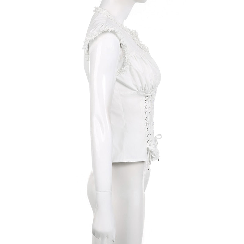 Bandage Design Single-breasted Fairycore Blouse