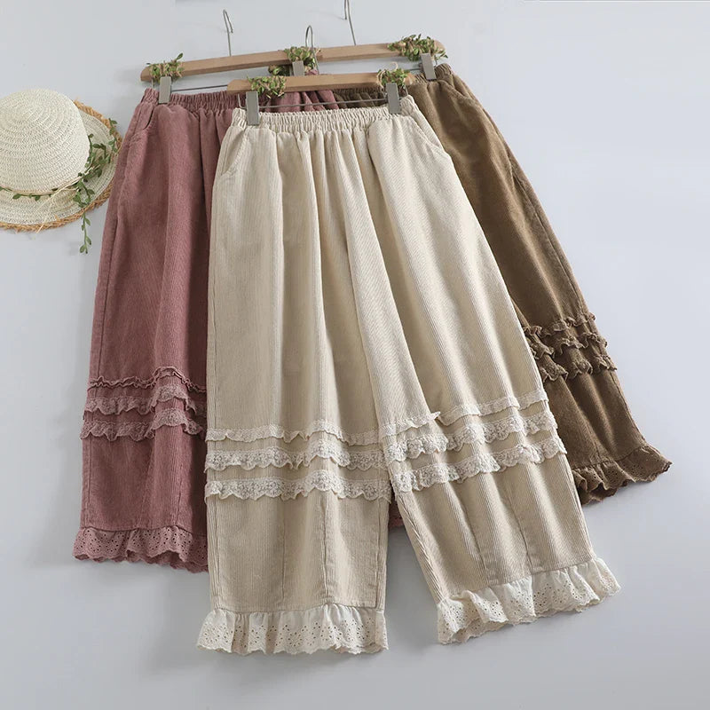 Super Cute Embroidered Corduroy Pants