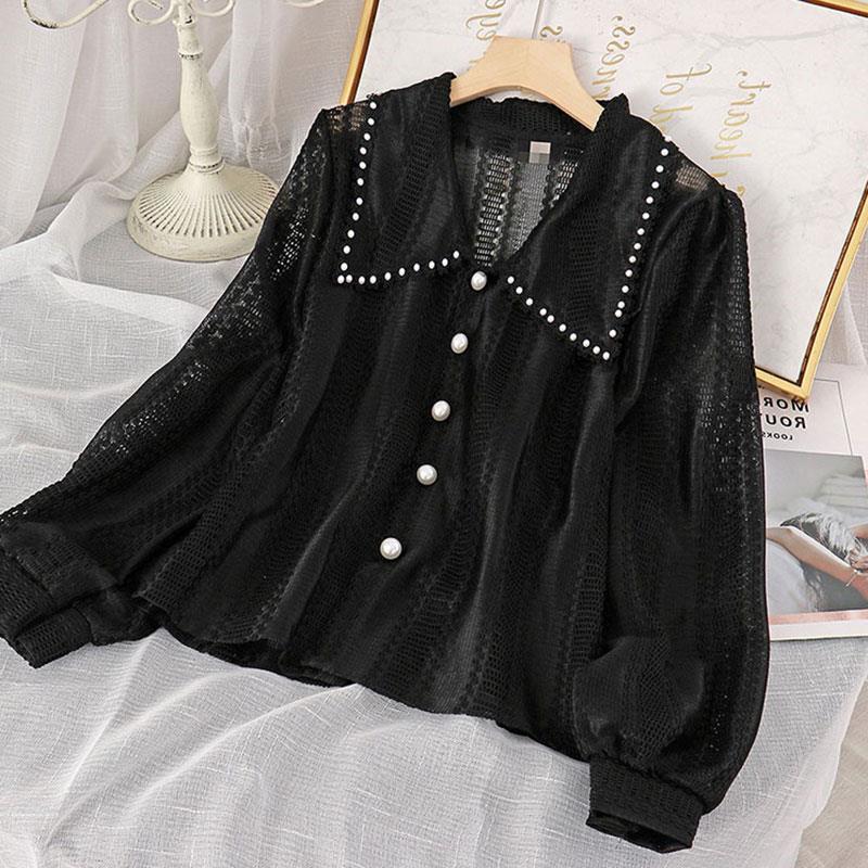 Chic Hollow Pan Collar Shirt