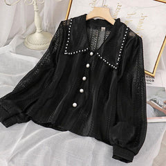 Chic Hollow Pan Collar Shirt