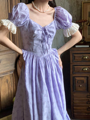 Fairy Bubble Sleeve Floral Vintage Dress