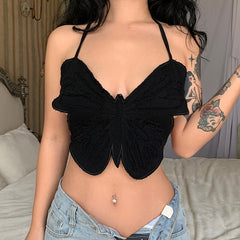 Fairy Grunge Backless Butterfly Crop Top
