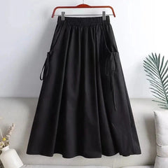 Drawstring Pocket A-Line Skirt