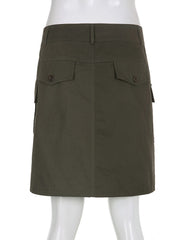 Grey Fairy Grunge Cargo Skirt with Pockets