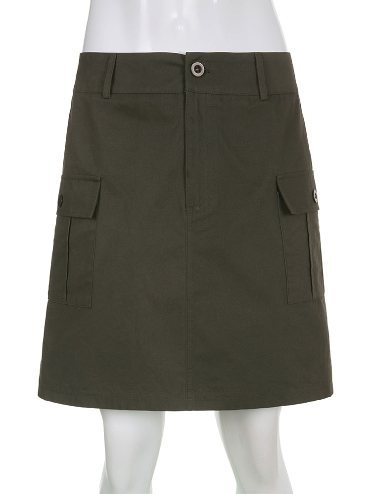 Grey Fairy Grunge Cargo Skirt with Pockets
