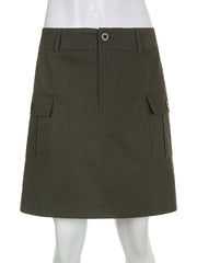 Grey Fairy Grunge Cargo Skirt with Pockets