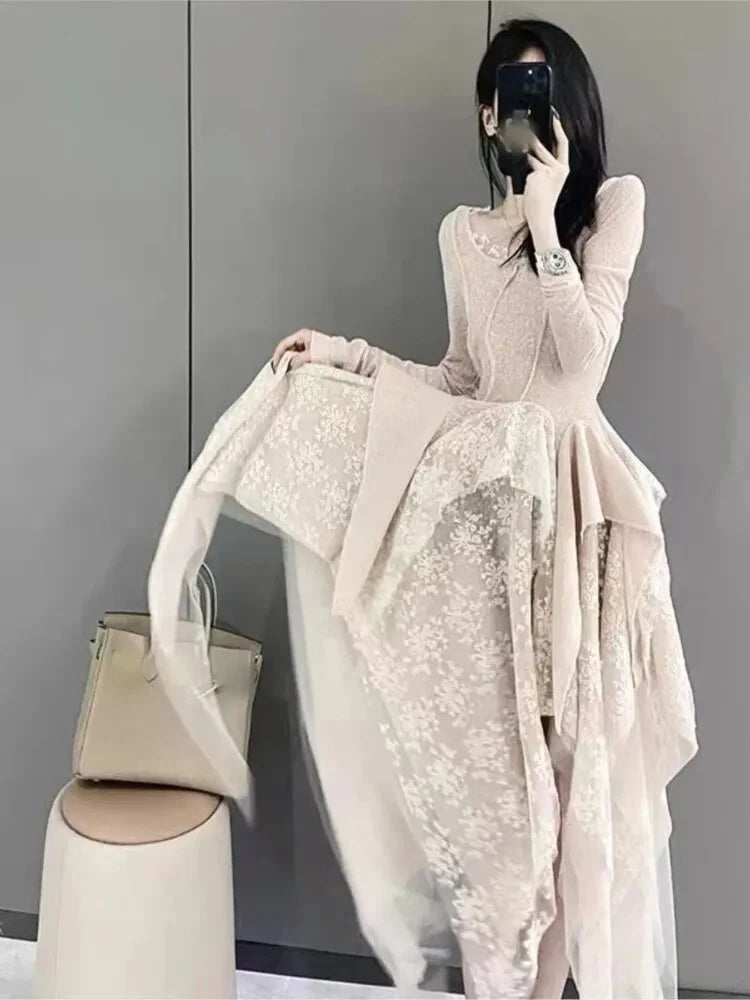 French Elegance Vintage Lace  Dress