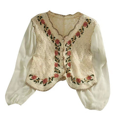 Chiffon Puff Sleeve Button Blouse