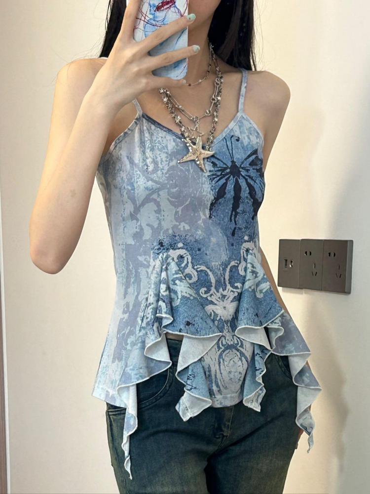 Blue Fairycore Asymmetrical Top