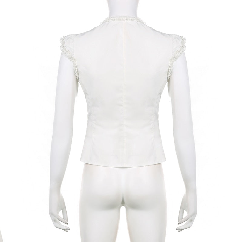 Bandage Design Single-breasted Fairycore Blouse
