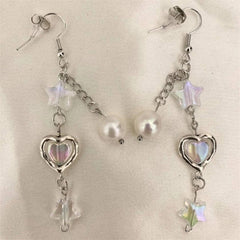Fairy Core Pearl Drop Star Earrings