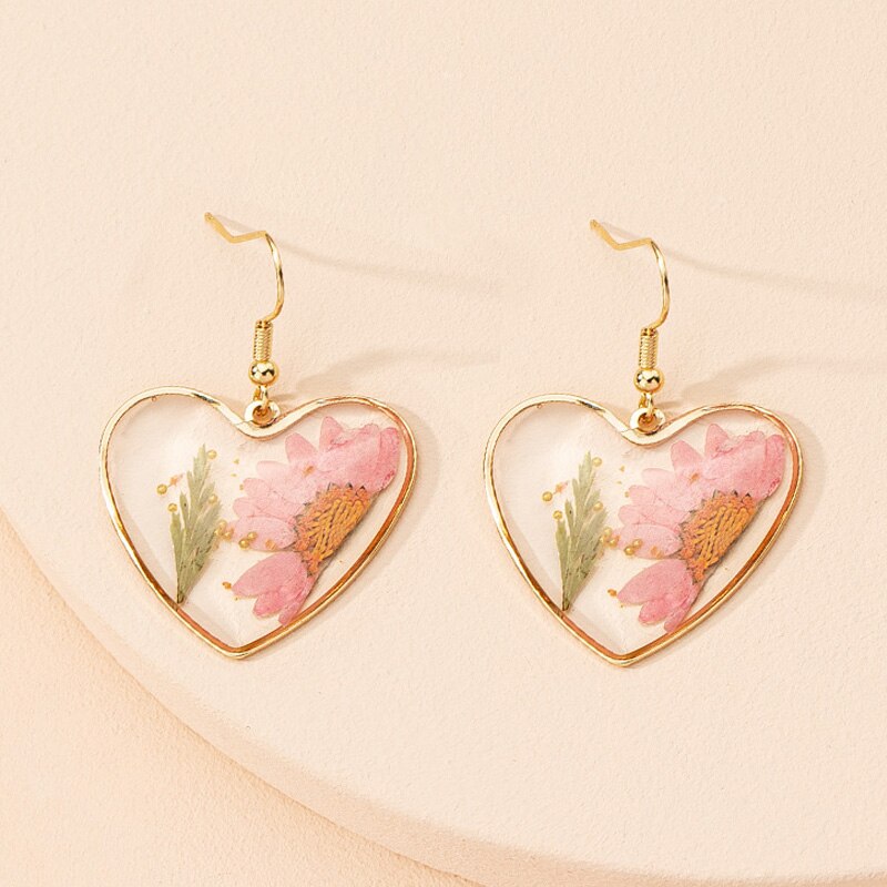 Blue Resin Heart Earrings