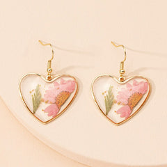 Blue Resin Heart Earrings