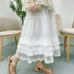 Cotton Lace Layered Skirt