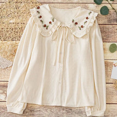 Country Charm Tie-Neck Blouse