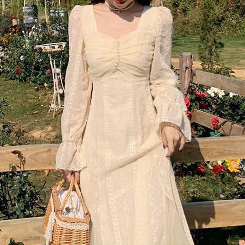 Chic Mesh Embroidery Midi Dress
