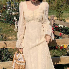 Chic Mesh Embroidery Midi Dress