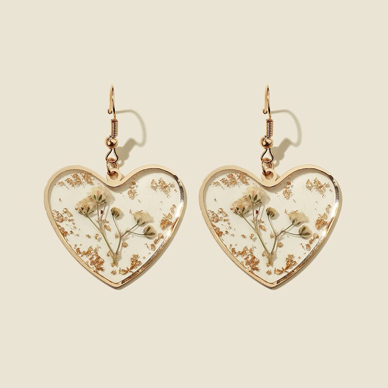 Blue Resin Heart Earrings