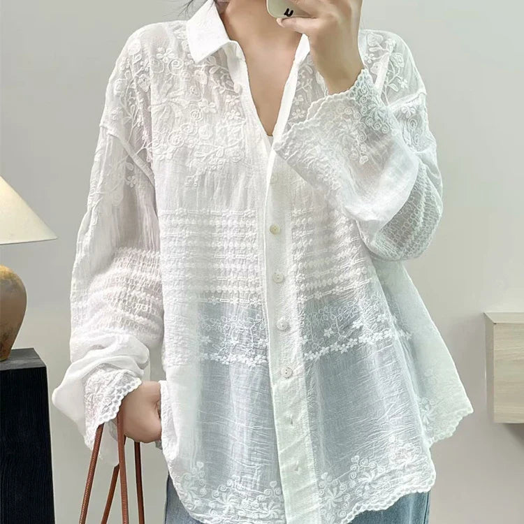 Floral Embroidery Tunic Shirt