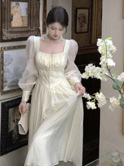 Fairy Square Neck Lantern Sleeve Dress