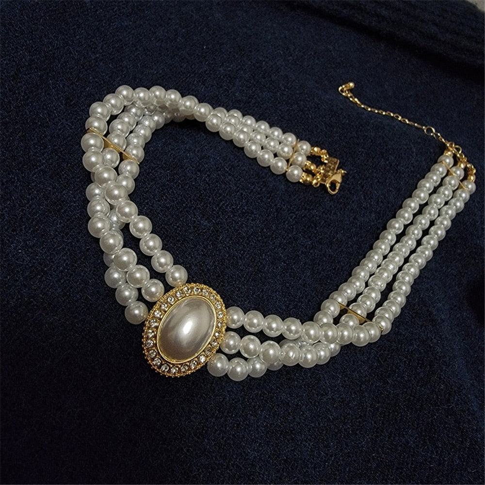 Fairy Three-layer Pearl Collar Choker