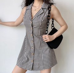 Vintage Film Houndstooth Dress ~ HANDMADE