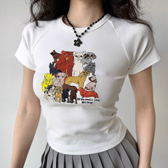 Love 4 Dogs Embroidered Tee ~ HANDMADE