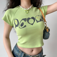 Lucky Vintage Baby Tee ~ HANDMADE