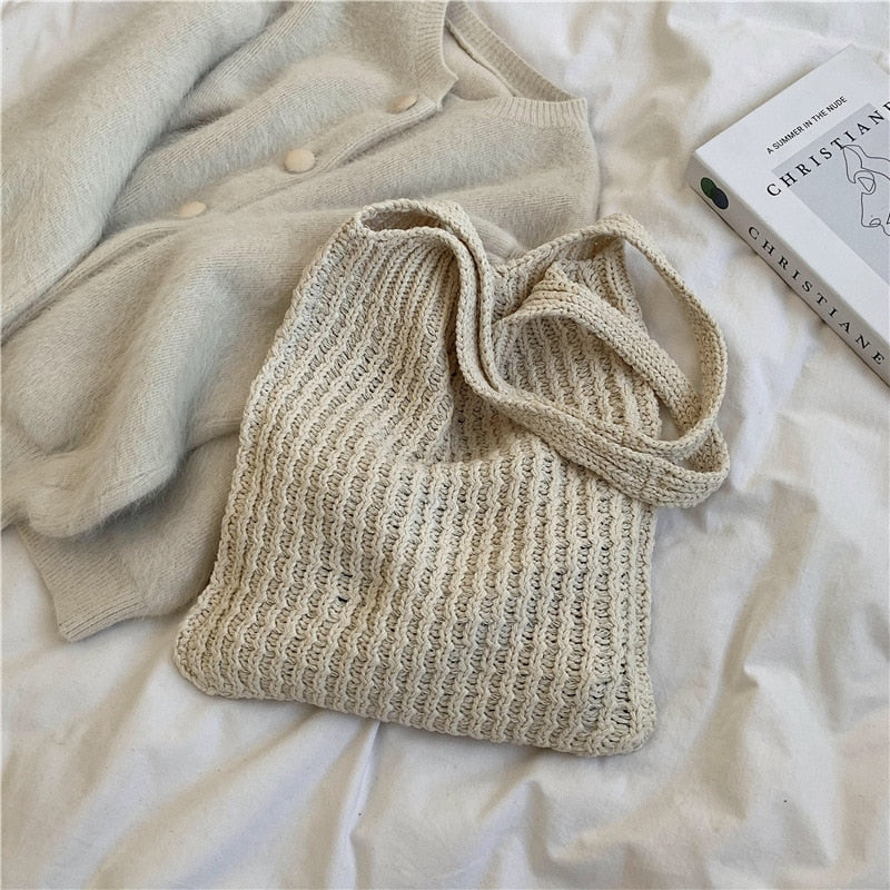 Goblincore Style Knit Shoulder Bag