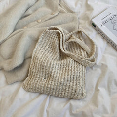 Goblincore Style Knit Shoulder Bag