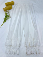 Elastic Waist Cotton Linen  Cropped Pants