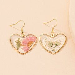Blue Resin Heart Earrings