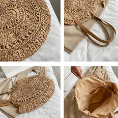 Seaside Harmony Round Woven Tote