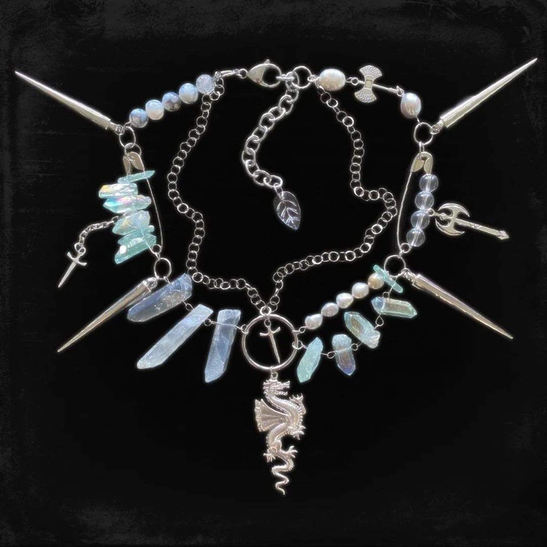 Goblincore Crystal Sword Necklace