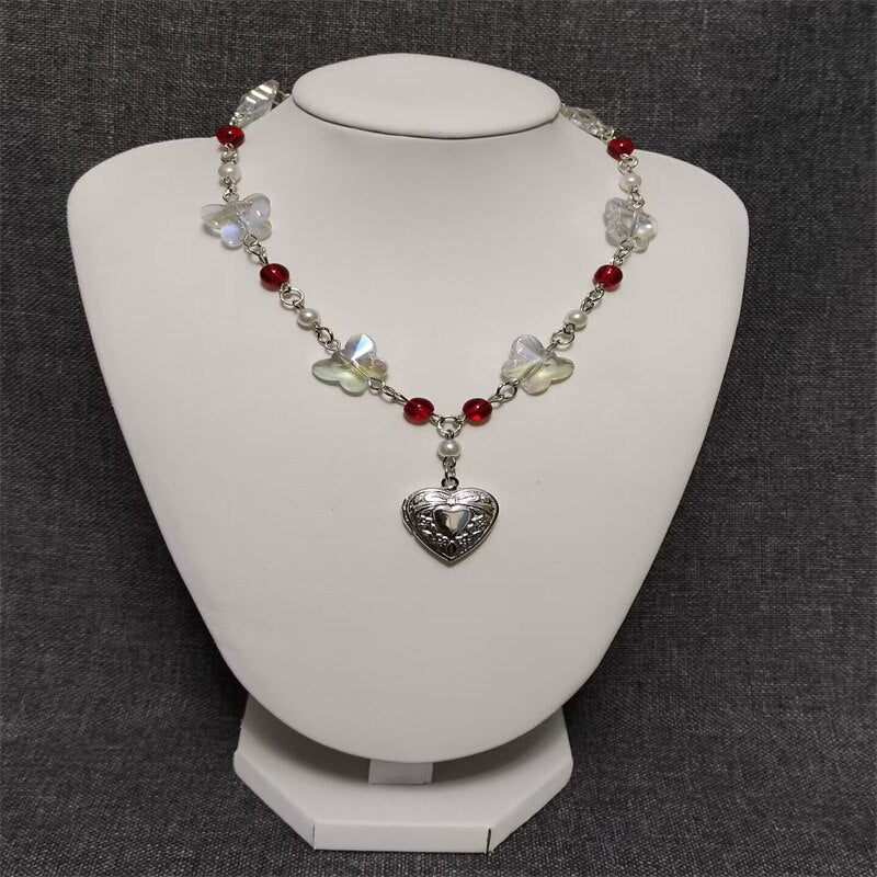 Dainty Fairy Butterfly Crystal Beads Necklace