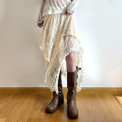 Ivory Cascade Lace Skirt
