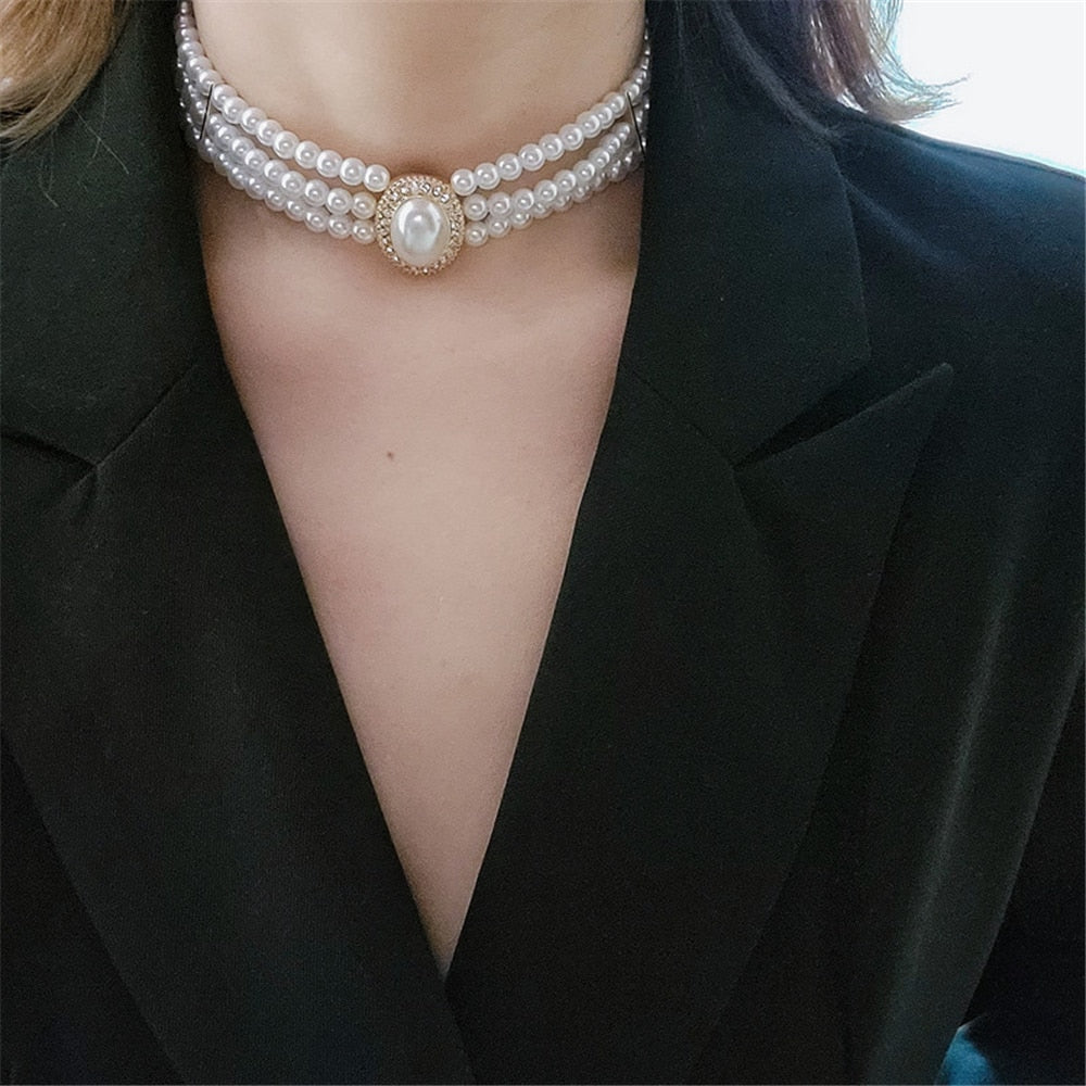 Fairy Three-layer Pearl Collar Choker