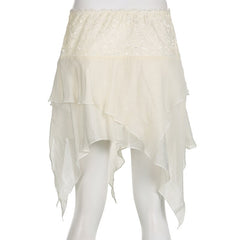 Fairycore Asymmetrical Hem Mesh Skirt