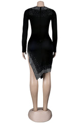 Sexy Black Cut Out Long Sleeve Party Dress