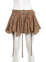 Eyelet Tassel Vintage Irregular Mini Skirts
