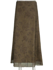 Floral Fairycore Pleated Midi Skirt