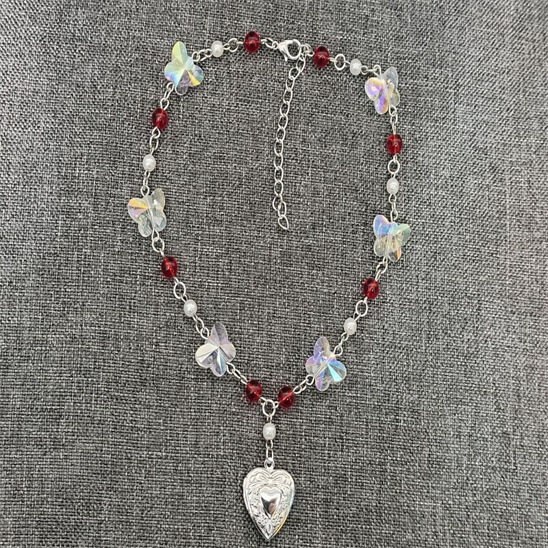 Dainty Fairy Butterfly Crystal Beads Necklace